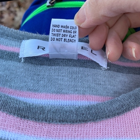 RAFAEL Short Sleeve Stripe Crewneck Lightweight Sweater Top Y2K 90s Sz XL - Picture 7 of 7